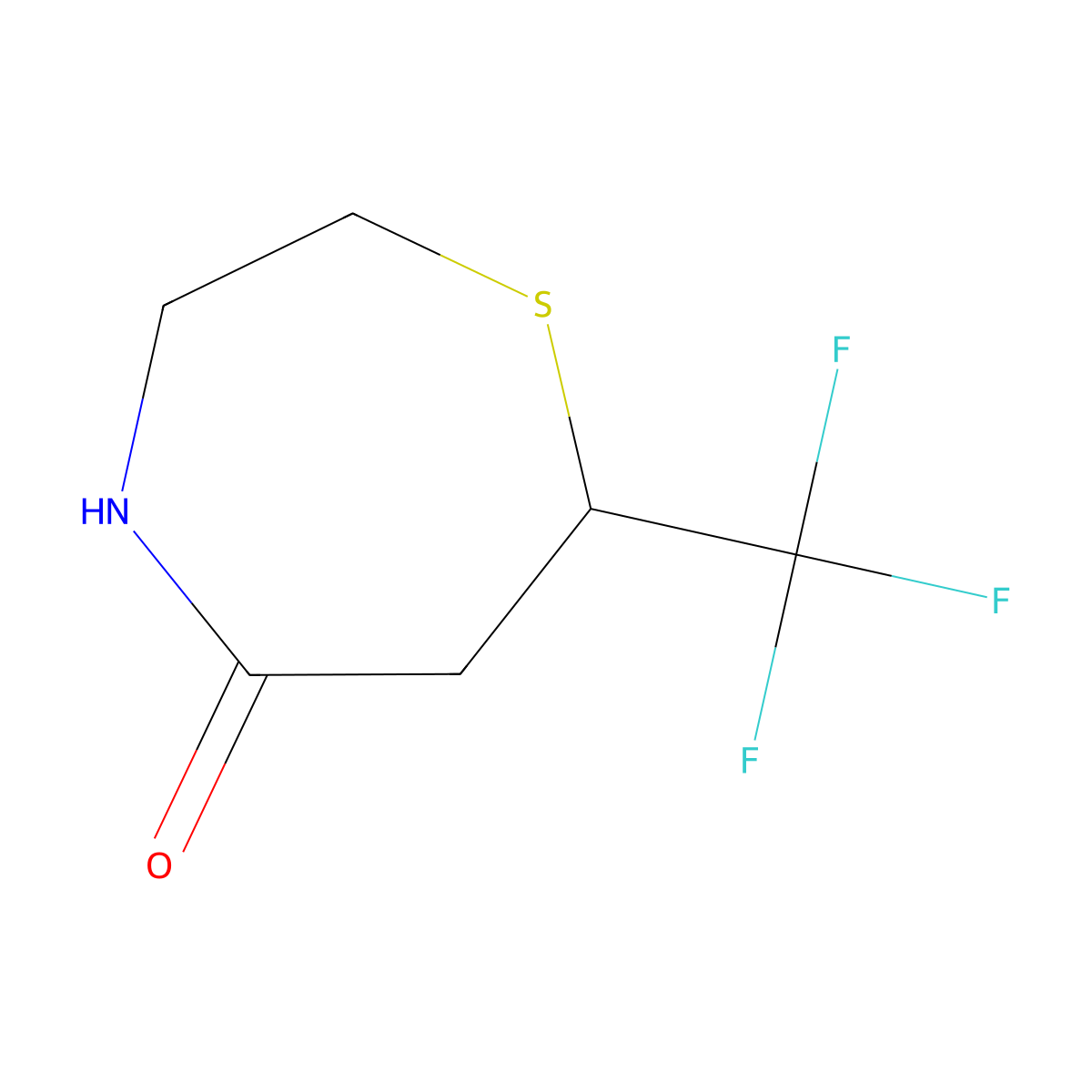 7-(Trifluoromethyl)-1,4-thiazepan-5-one molecular structure, CAS 3037682-62-2