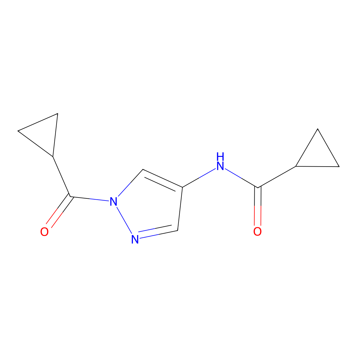 N-(1-(Cyclopropanecarbonyl)-1H-pyrazol-4-YL)cyclopropanecarboxamide molecular structure, CAS 3037682-64-4