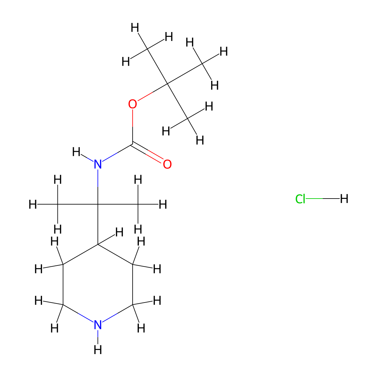 Tert-butyl (2-(piperidin-4-YL)propan-2-YL)carbamate hydrochloride molecular structure, CAS 3037682-91-7