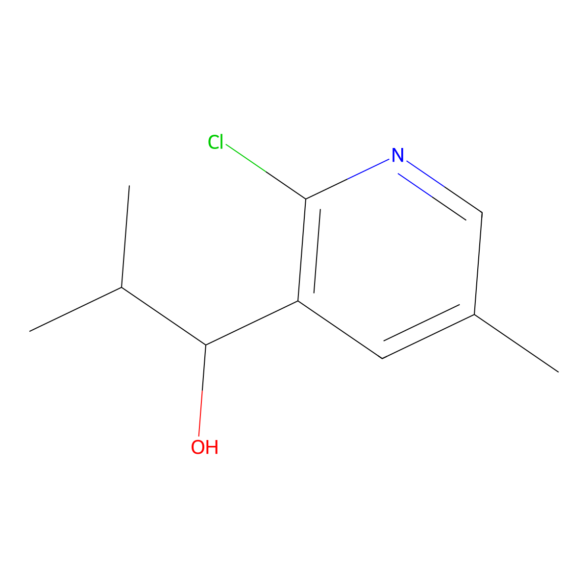 1-(2-Chloro-5-methylpyridin-3-yl)-2-methylpropan-1-ol molecular structure, CAS 3037692-91-1