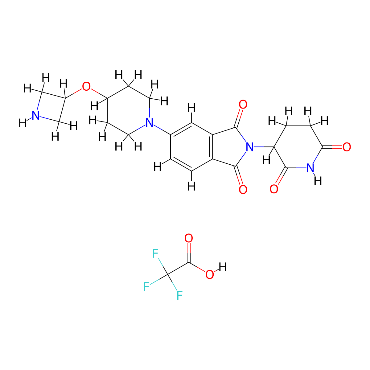 5-(4-(Azetidin-3-yloxy)piperidin-1-yl)-2-(2,6-dioxopiperidin-3-yl)isoindoline-1,3-dione 2,2,2-trifluoroacetate molecular structure, CAS 3037693-04-9