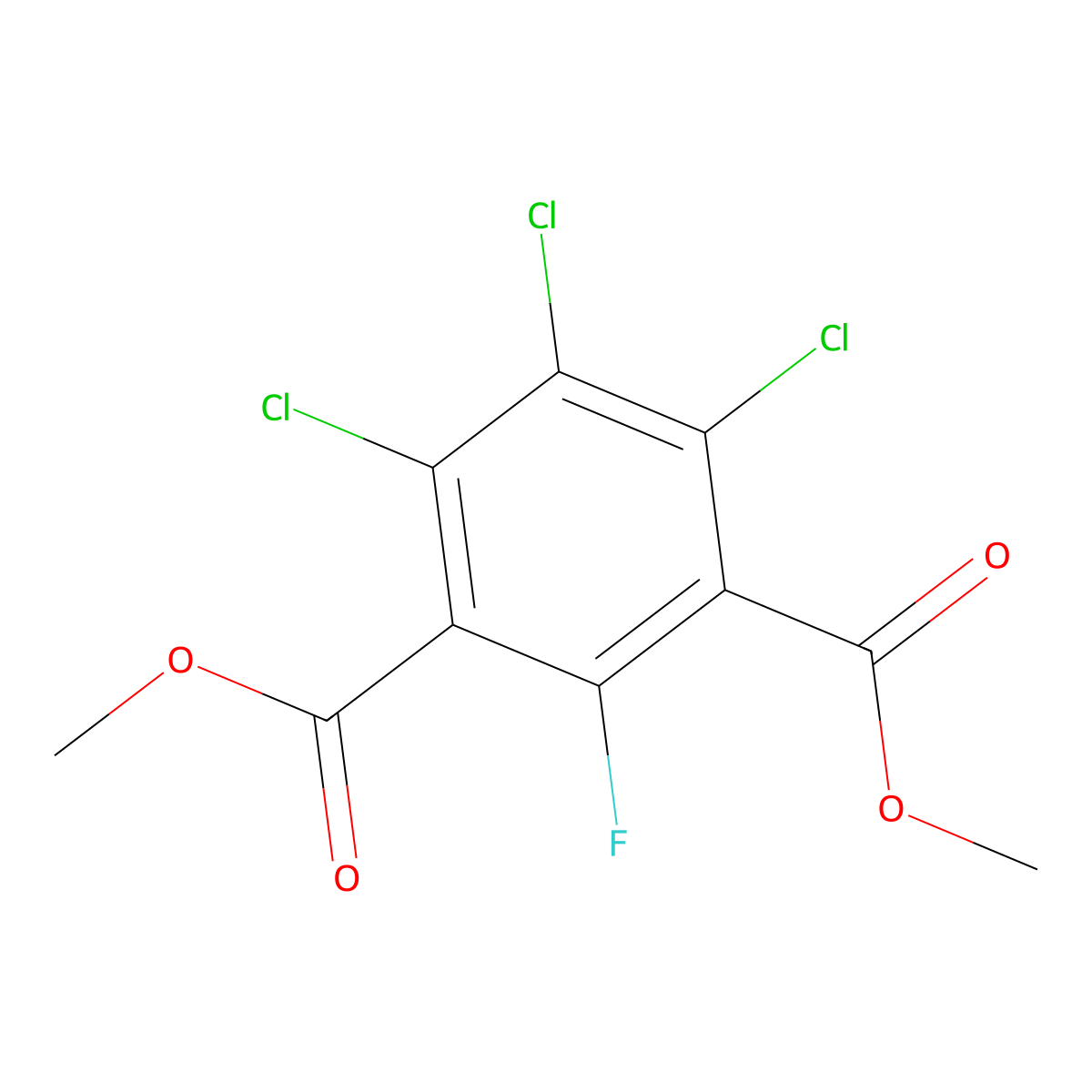 Dimethyl 4,5,6-trichloro-2-fluoroisophthalate molecular structure, CAS 3037693-20-9