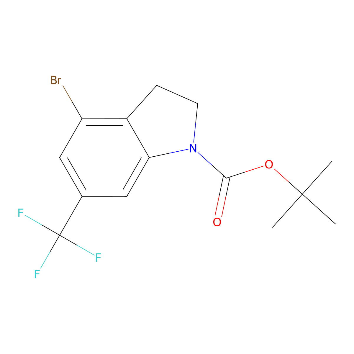 Tert-butyl 4-bromo-6-(trifluoromethyl)indoline-1-carboxylate molecular structure, CAS 3037693-29-8