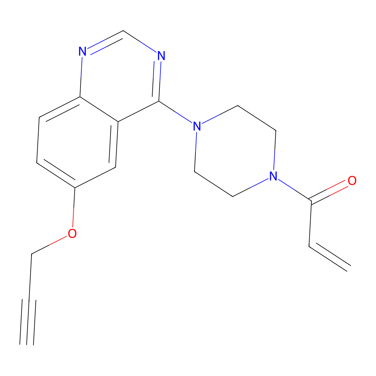 1-(4-(6-(Prop-2-yn-1-yloxy)quinazolin-4-yl)piperazin-1-yl)prop-2-en-1-one molecular structure, CAS 3037693-39-0
