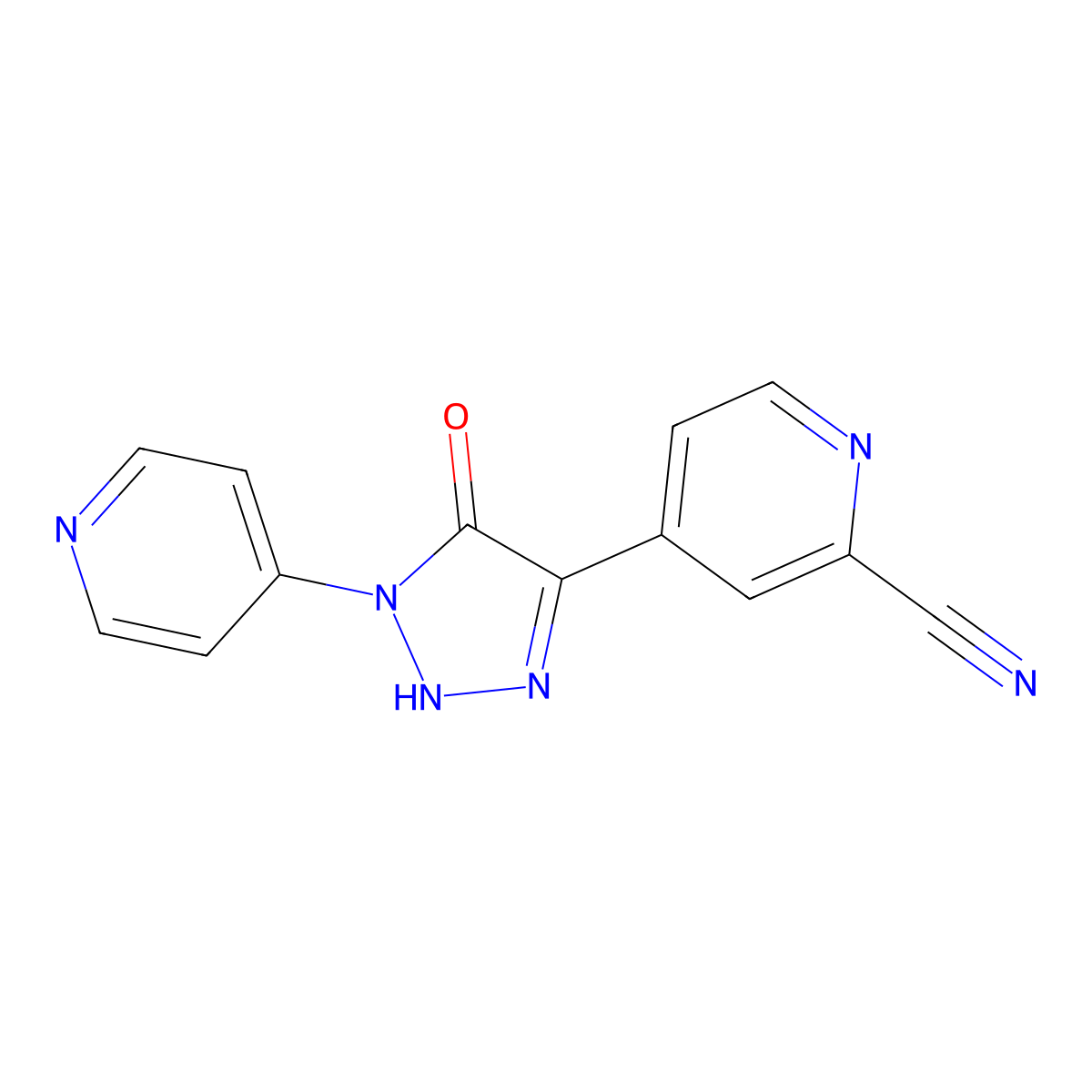 4-(5-oxo-1-(pyridin-4-yl)-2,5-dihydro-1H-1,2,3-triazol-4-yl)picolinonitrile molecular structure, CAS 3037693-43-6
