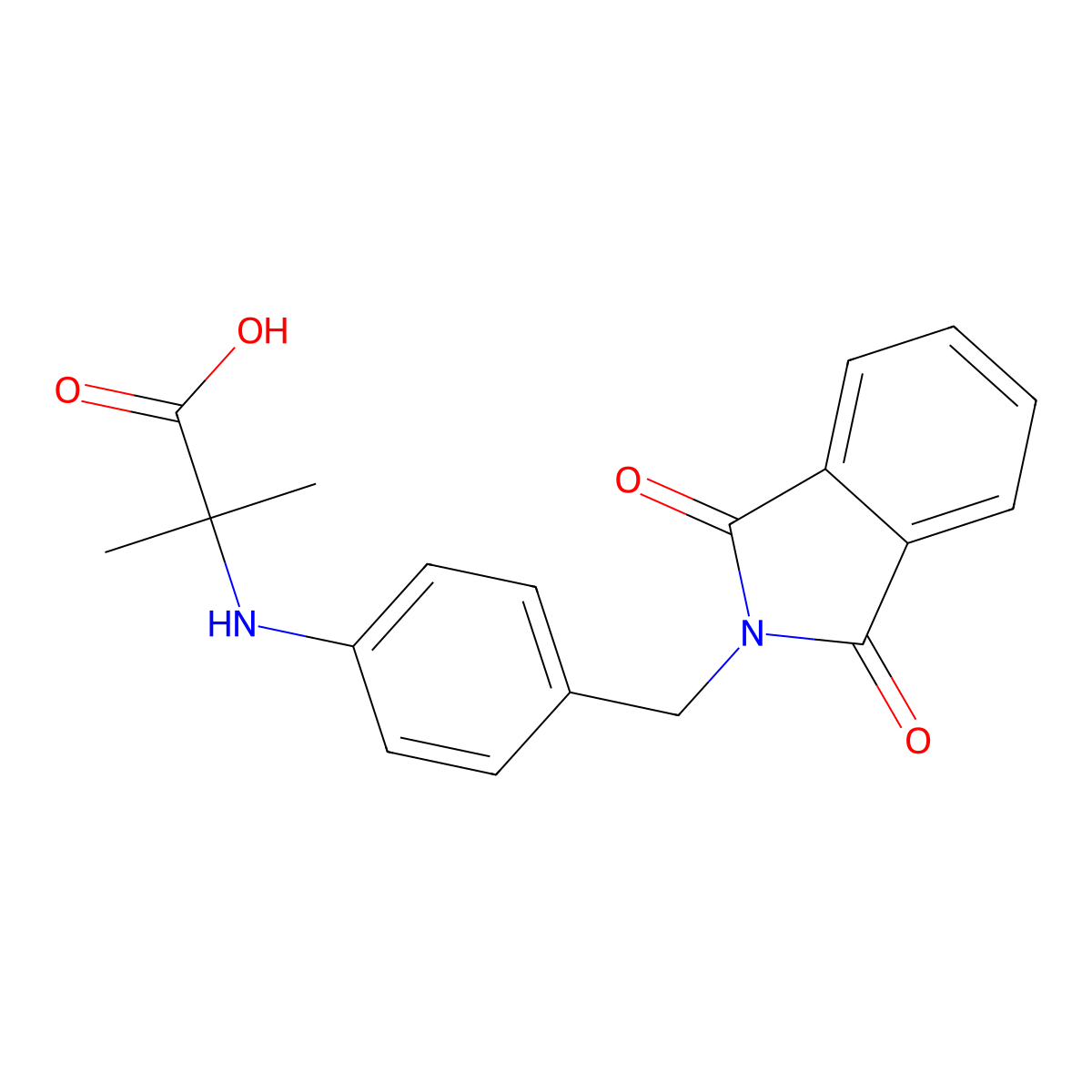 2-((4-((1,3-Dioxoisoindolin-2-yl)methyl)phenyl)amino)-2-methylpropanoic acid molecular structure, CAS 3037693-44-7