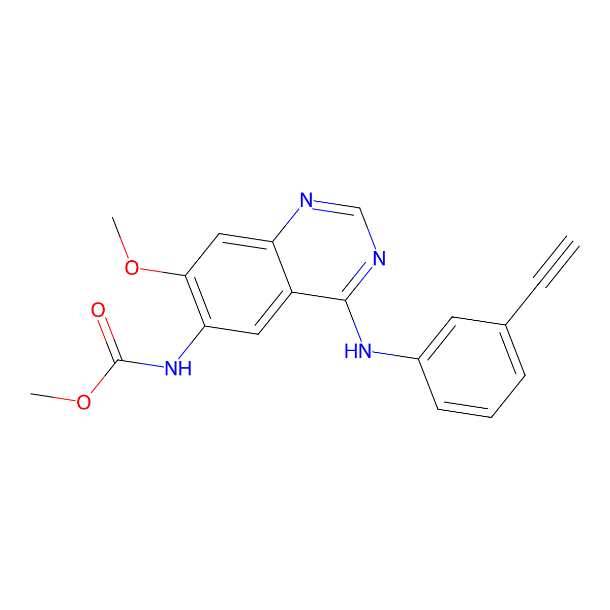 Methyl (4-((3-ethynylphenyl)amino)-7-methoxyquinazolin-6-yl)carbamate molecular structure, CAS 3037693-45-8