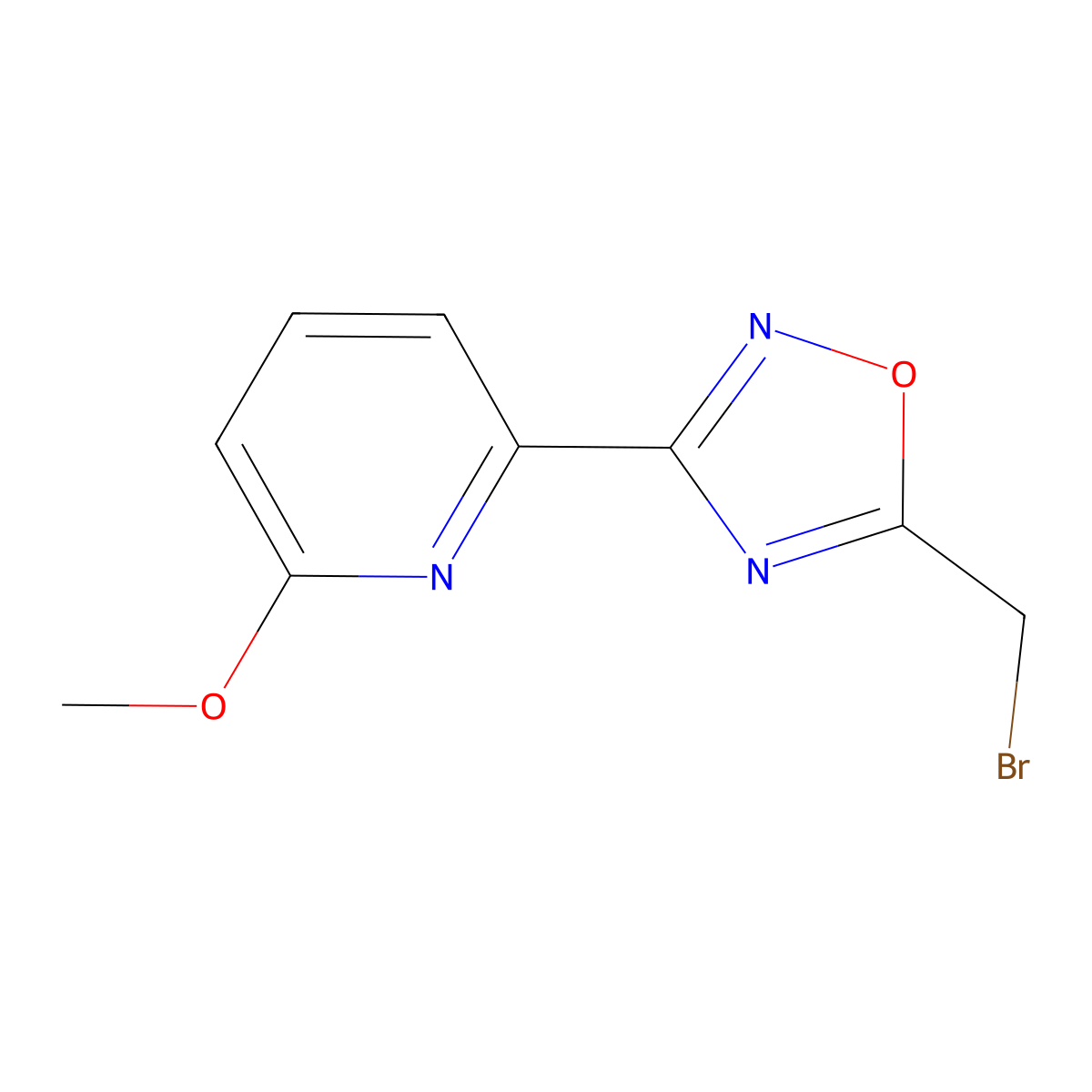 5-(Bromomethyl)-3-(6-methoxypyridin-2-yl)-1,2,4-oxadiazole molecular structure, CAS 3037695-76-1