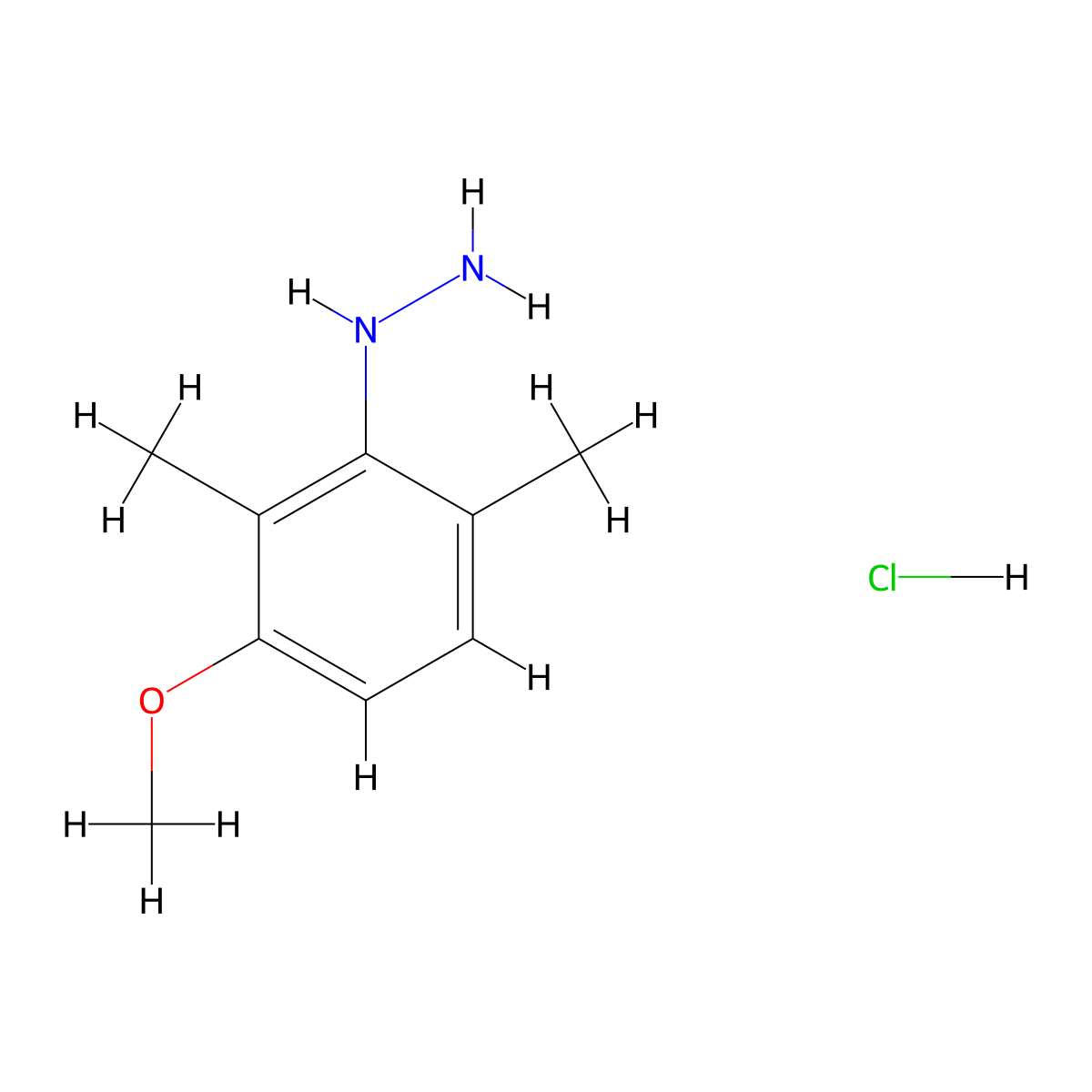 (3-Methoxy-2,6-dimethylphenyl)hydrazine Hydrochloride molecular structure, CAS 3037695-82-9