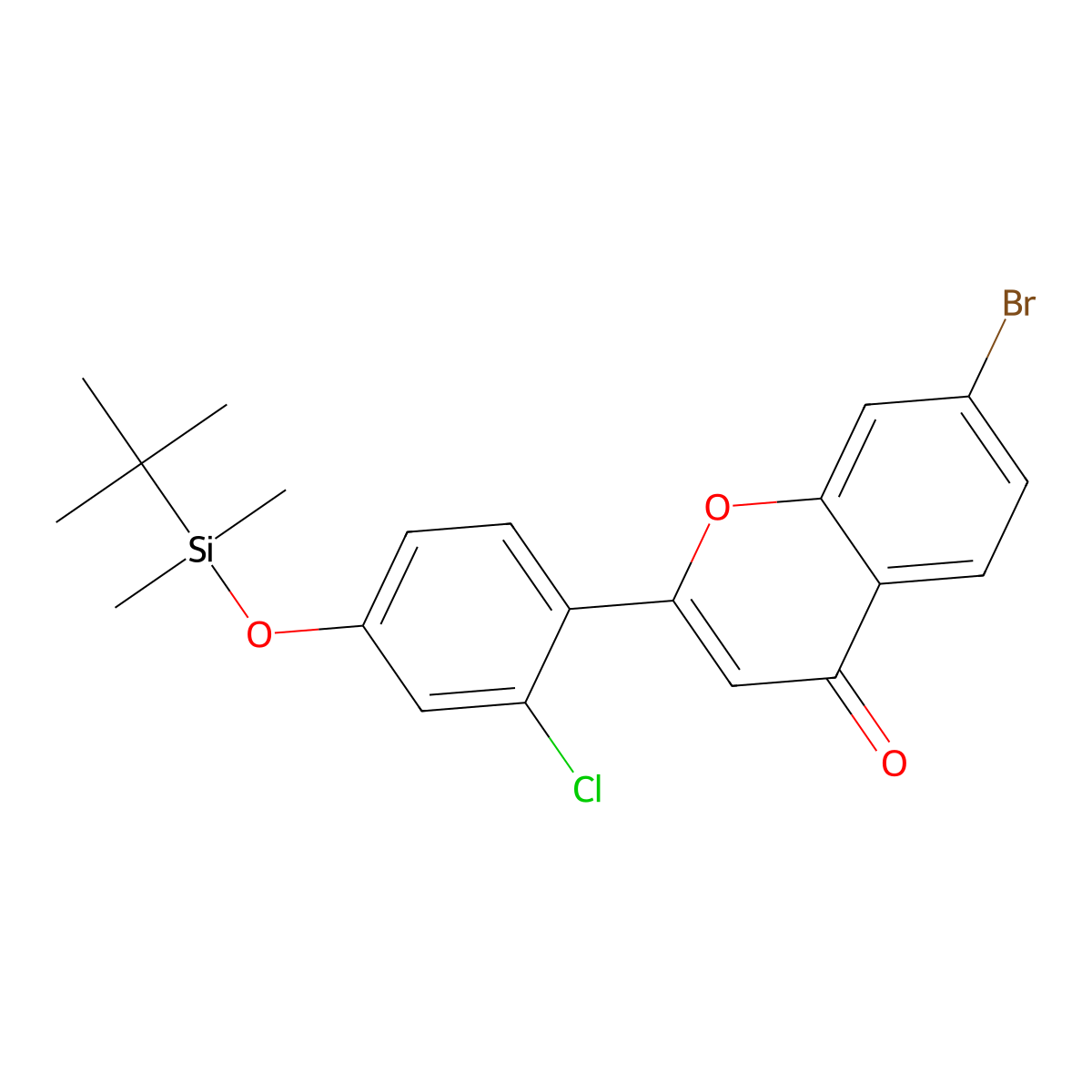 7-bromo-2-(2-chloro-4-{[dimethyl(2-methylprop-2-yl)silyl]oxy}phenyl)-4H-chromen-4-one molecular structure, CAS 3037695-84-1