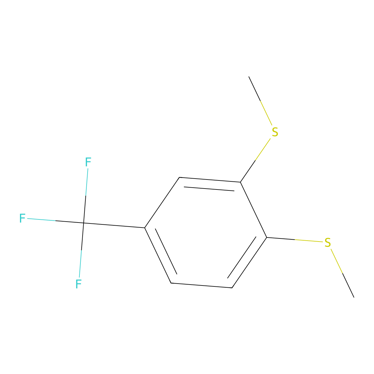 (4-(Trifluoromethyl)-1,2-phenylene)bis(methylsulfane) molecular structure, CAS 3037695-90-9