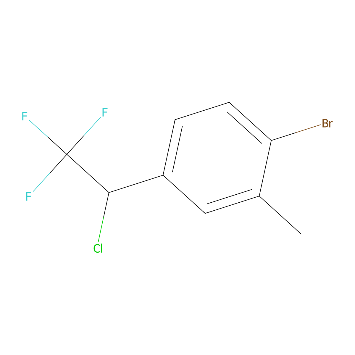 1-Bromo-4-(1-chloro-2,2,2-trifluoroethyl)-2-methylbenzene molecular structure, CAS 3037696-02-6