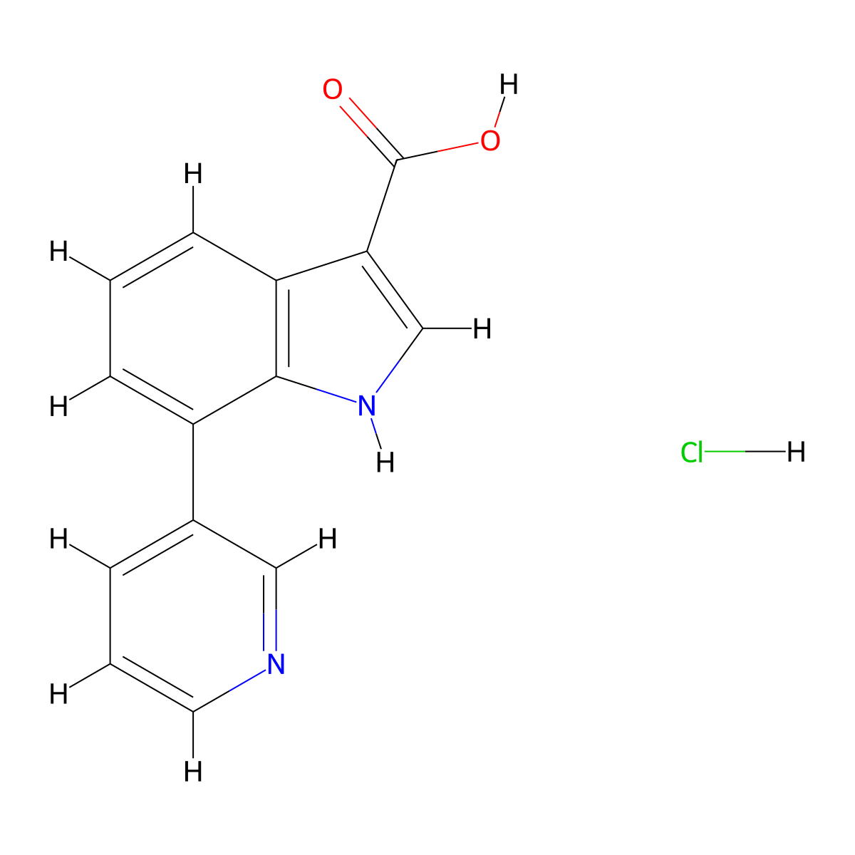 7-(pyridin-3-yl)-1H-indole-3-carboxylic acid hydrochloride molecular structure, CAS 3037696-04-8