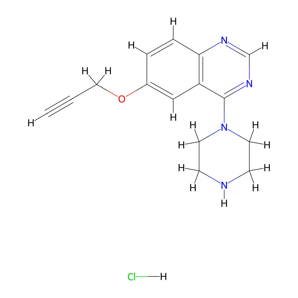 4-(Piperazin-1-yl)-6-(prop-2-yn-1-yloxy)quinazoline hydrochloride molecular structure, CAS 3037696-09-3