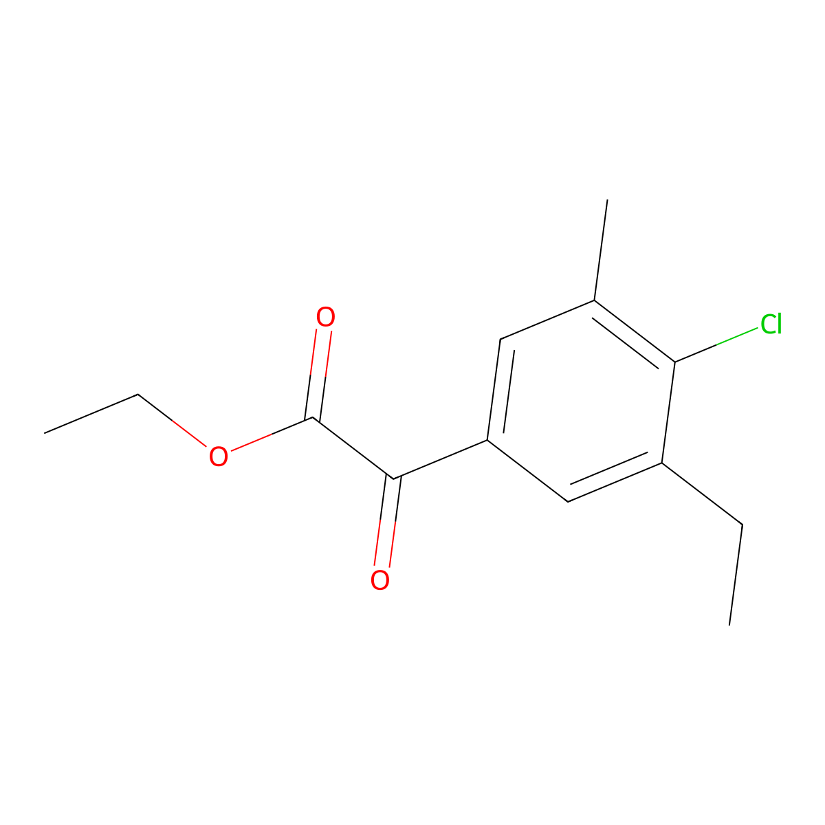 Ethyl 2-(4-chloro-3-ethyl-5-methylphenyl)-2-oxoacetate molecular structure, CAS 3037696-25-3