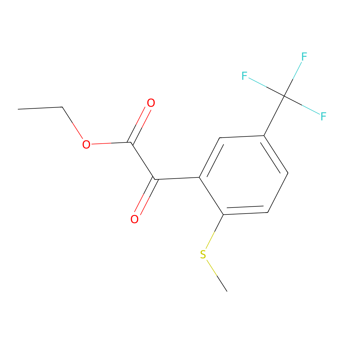 Ethyl 2-(2-(methylthio)-5-(trifluoromethyl)phenyl)-2-oxoacetate molecular structure, CAS 3037696-32-2