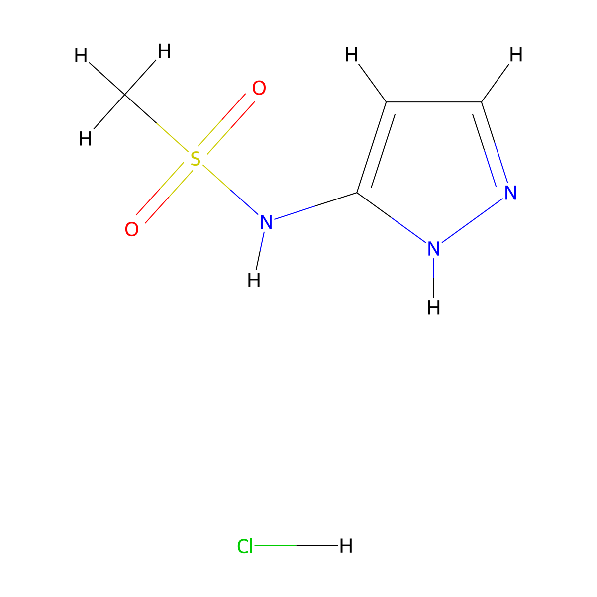 N-(1H-Pyrazol-3-YL)methanesulfonamide hydrochloride molecular structure, CAS 3037696-34-4