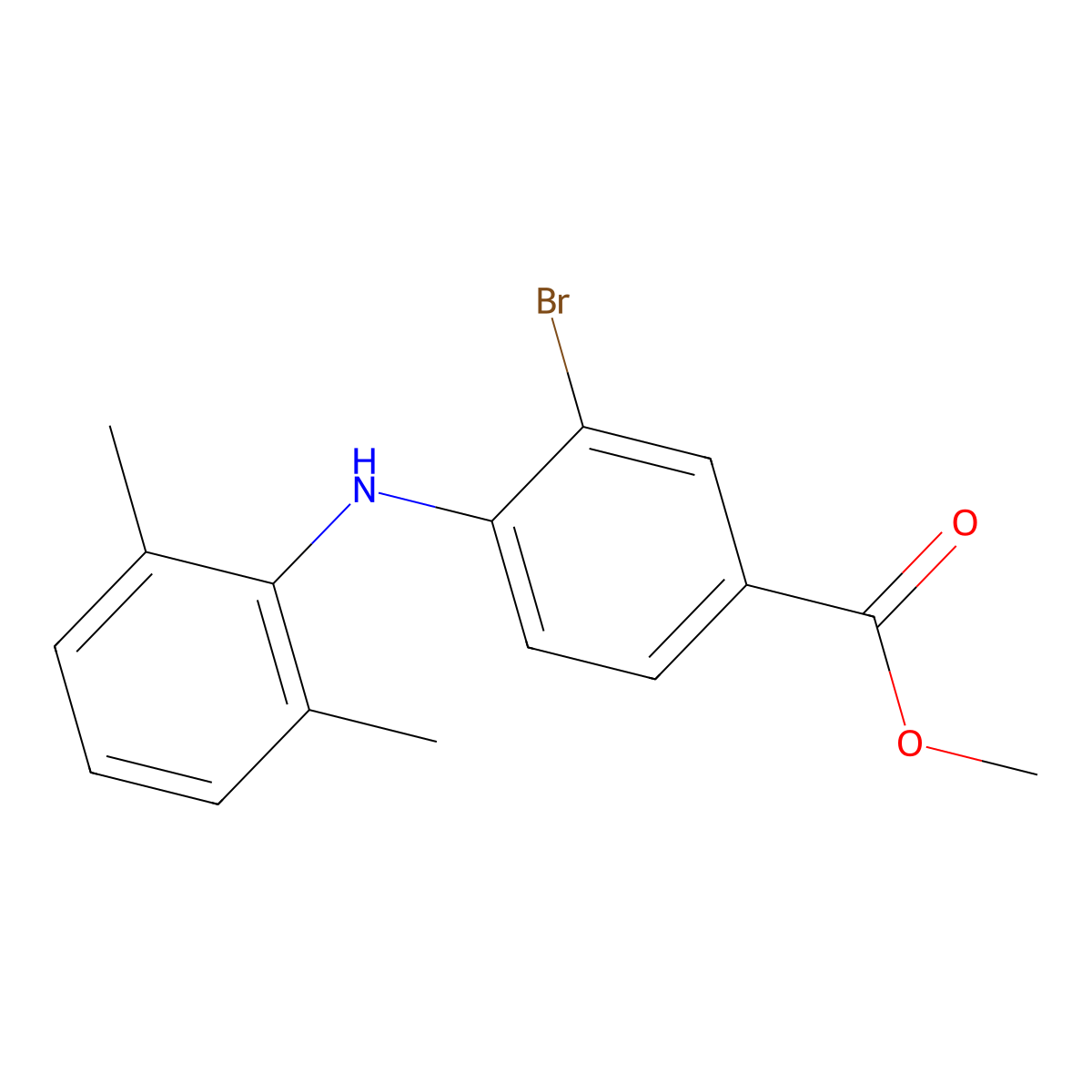 Methyl 3-bromo-4-((2,6-dimethylphenyl)amino)benzoate molecular structure, CAS 3037696-42-4