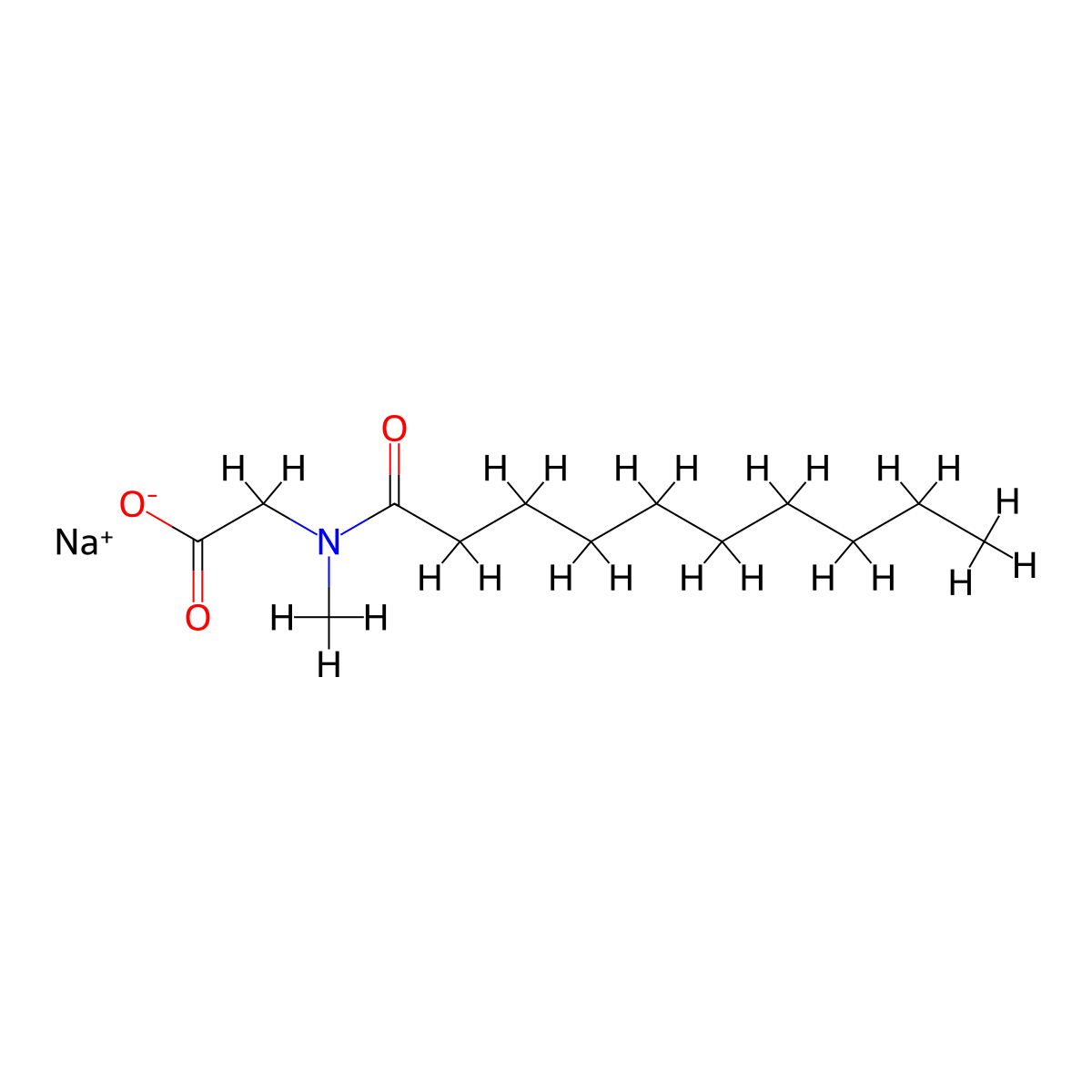 Sodium caproyl sarcosinate molecular structure, CAS 30377-07-2