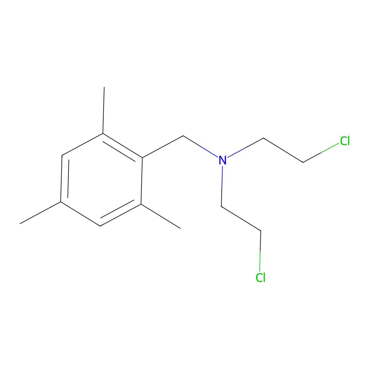 Benzylamine, N,N-bis(2-chloroethyl)-2,4,6-trimethyl- molecular structure, CAS 30377-47-0