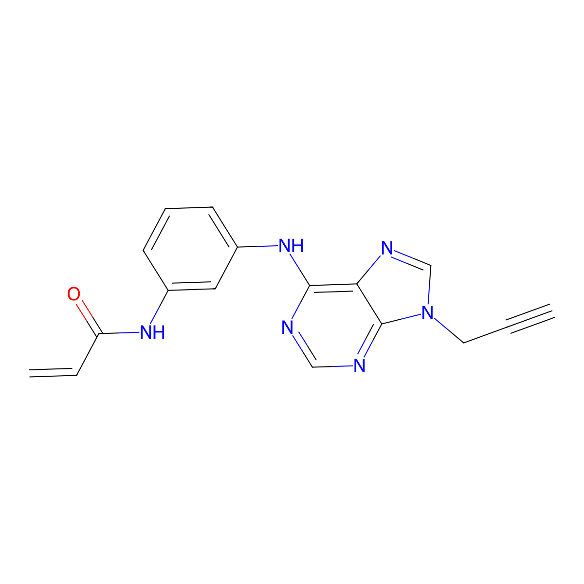 N-(3-((9-(prop-2-yn-1-yl)-9H-purin-6-yl)amino)phenyl)acrylamide molecular structure, CAS 3037703-06-0