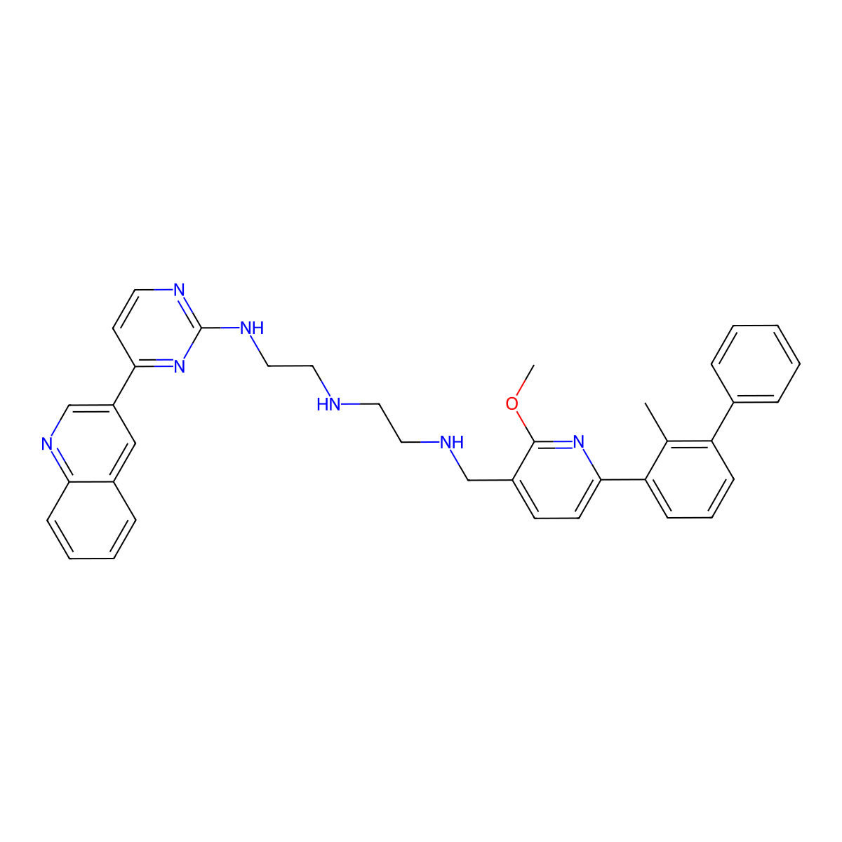 N1-((2-Methoxy-6-(2-methyl-[1,1'-biphenyl]-3-YL)pyridin-3-YL)methyl)-N2-(2-((4-(quinolin-3-YL)pyrimidin-2-YL)amino)ethyl)ethane-1,2-diamine molecular structure, CAS 3037703-20-8
