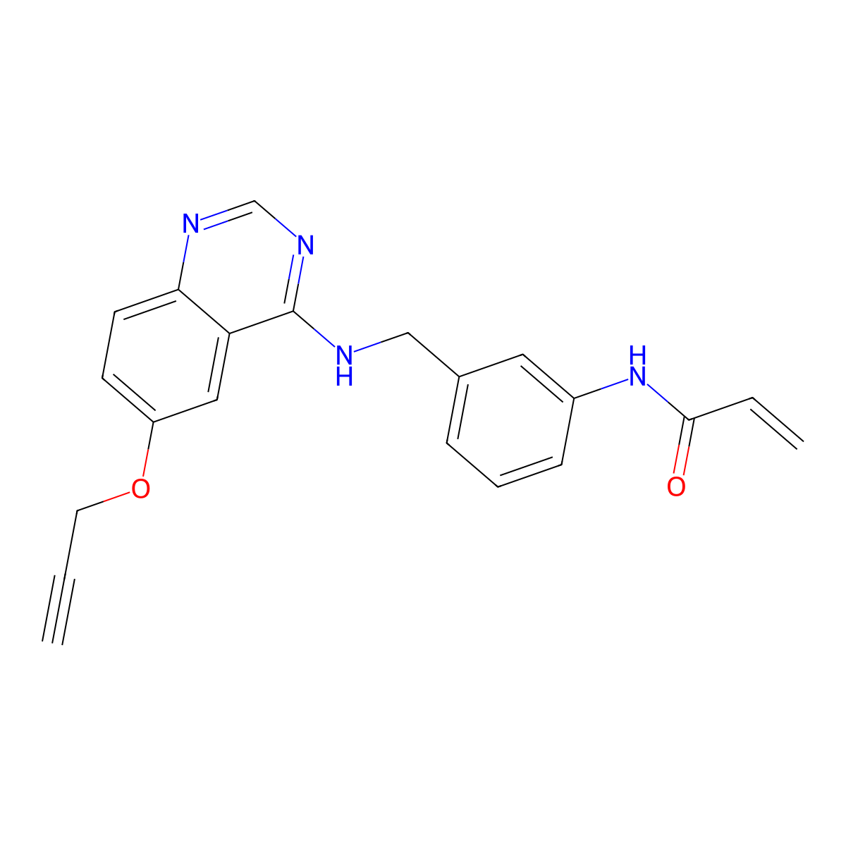 N-(3-(((6-(prop-2-yn-1-yloxy)quinazolin-4-yl)amino)methyl)phenyl)acrylamide molecular structure, CAS 3037703-22-0