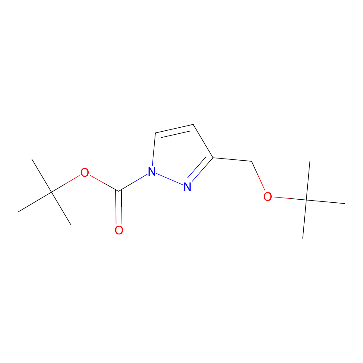 tert-Butyl 3-(tert-butoxymethyl)-1H-pyrazole-1-carboxylate molecular structure, CAS 3037703-47-9