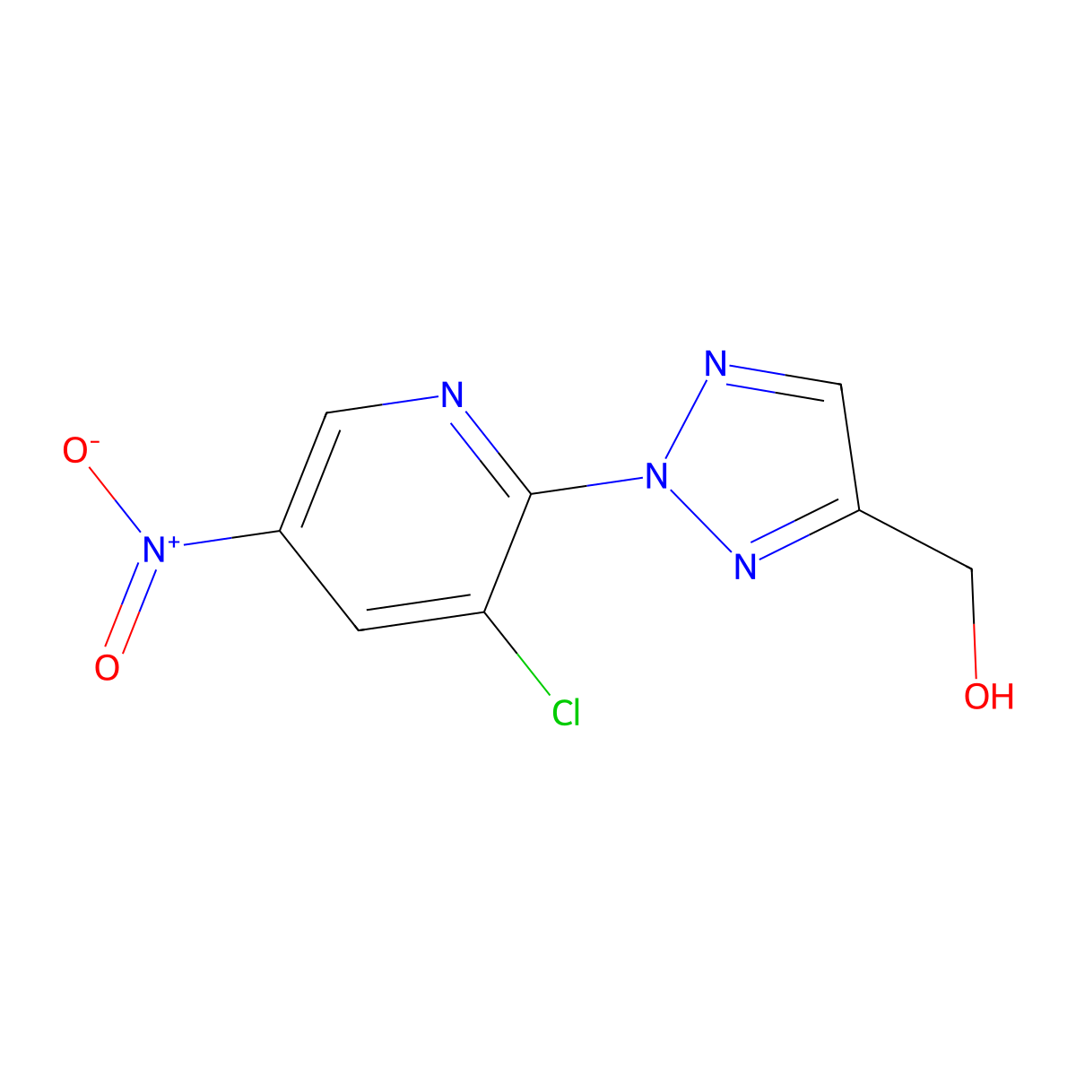 (2-(3-chloro-5-nitropyridin-2-yl)-2H-1,2,3-triazol-4-yl)methanol molecular structure, CAS 3037703-52-6