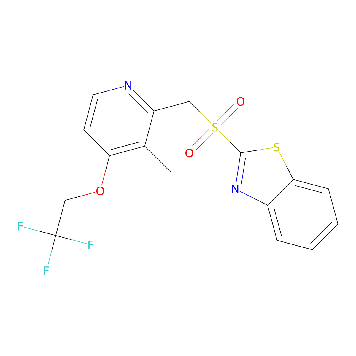 2-(((3-Methyl-4-(2,2,2-trifluoroethoxy)pyridin-2-yl)methyl)sulfonyl)benzo[d]thiazole molecular structure, CAS 3037703-61-7