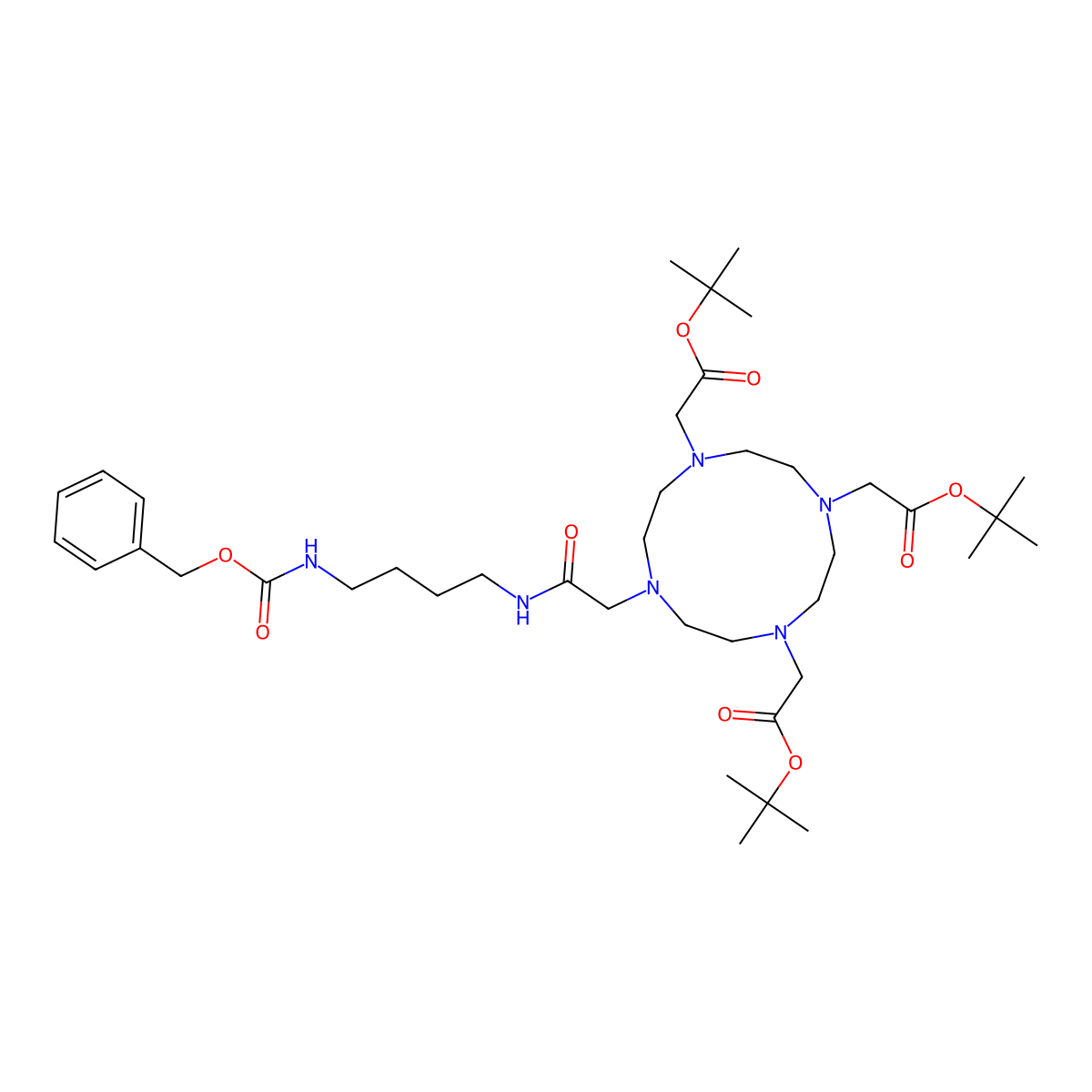 Tri-tert-butyl 2,2',2''-(10-(2-((4-(((benzyloxy)carbonyl)amino)butyl)amino)-2-oxoethyl)-1,4,7,10-tetraazacyclododecane-1,4,7-triyl)triacetate molecular structure, CAS 3037703-63-9
