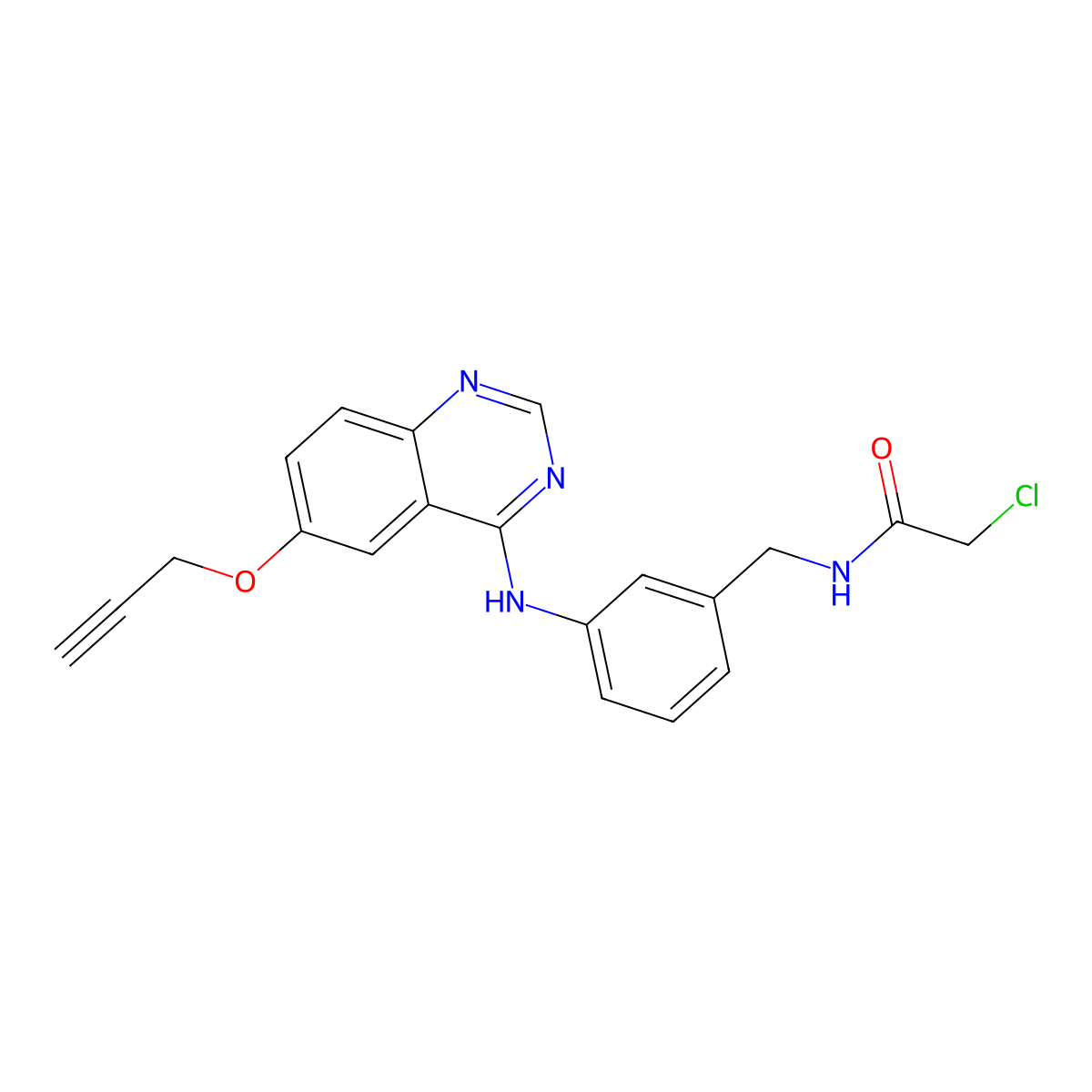 2-chloro-N-(3-((6-(prop-2-yn-1-yloxy)quinazolin-4-yl)amino)benzyl)acetamide molecular structure, CAS 3037703-79-7