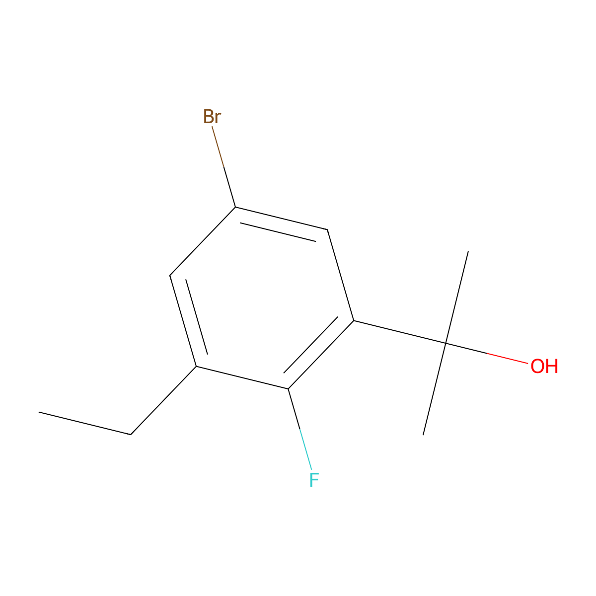2-(5-Bromo-3-ethyl-2-fluorophenyl)propan-2-ol molecular structure, CAS 3037703-92-4