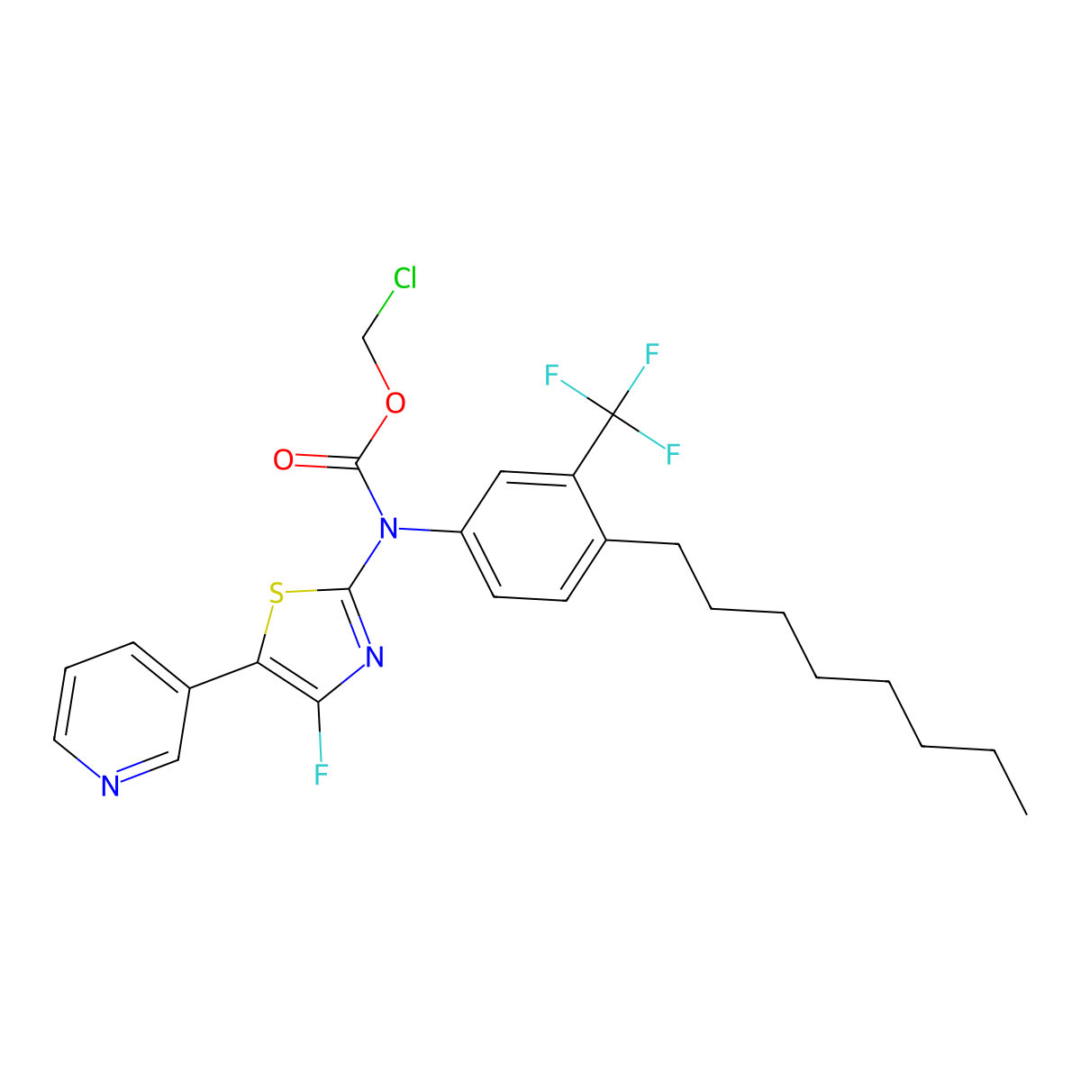 Chloromethyl (4-fluoro-5-(pyridin-3-YL)thiazol-2-YL)(4-octyl-3-(trifluoromethyl) phenyl)carbamate molecular structure, CAS 3037704-00-7