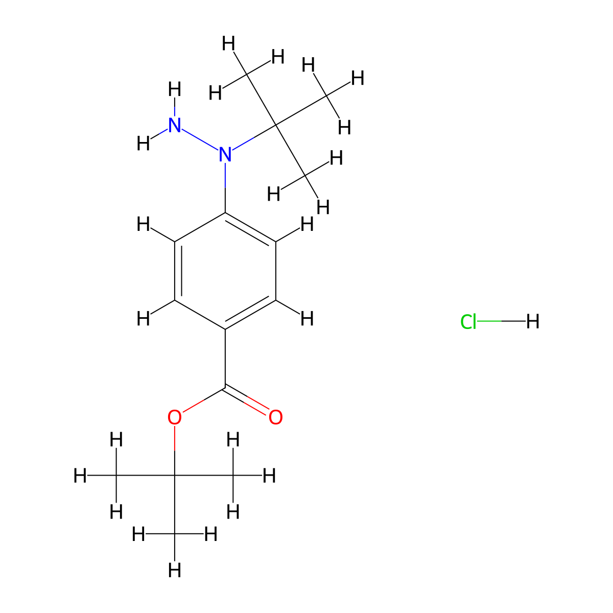 Tert-butyl 4-(1-(tert-butyl)hydrazinyl) benzoate hydrochloride molecular structure, CAS 3037704-05-2