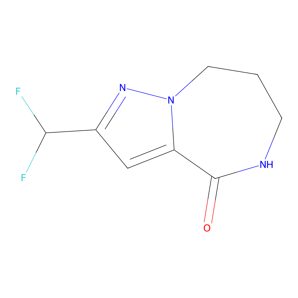 2-(difluoromethyl)-5,6,7,8-tetrahydro-4H-pyrazolo[1,5-a][1,4]diazepin-4-one molecular structure, CAS 3037704-06-3
