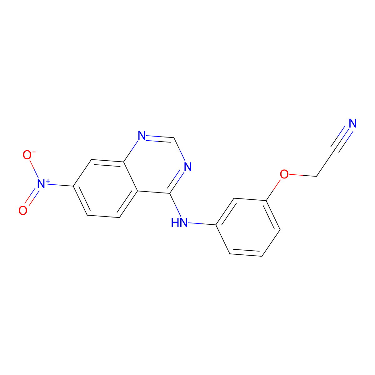 2-(3-((7-Nitroquinazolin-4-yl)amino)phenoxy)acetonitrile molecular structure, CAS 3037704-20-1
