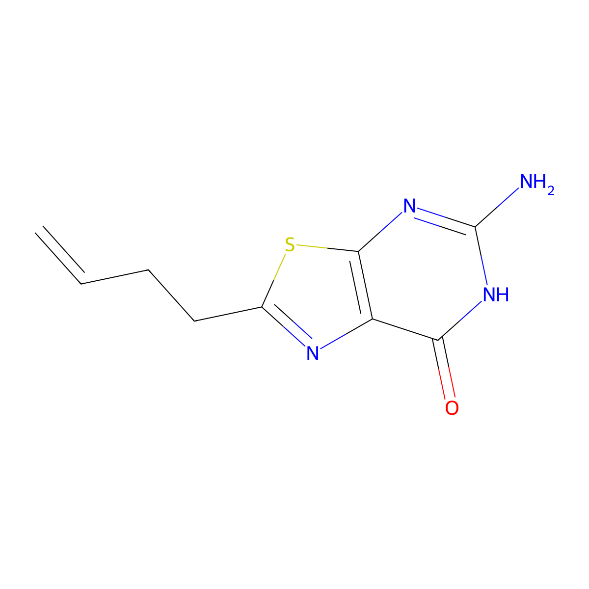 5-Amino-2-(but-3-enyl)-6,7-dihydro[1,3]thiazolo[5,4-d]pyrimidin-7-one molecular structure, CAS 3037704-80-3