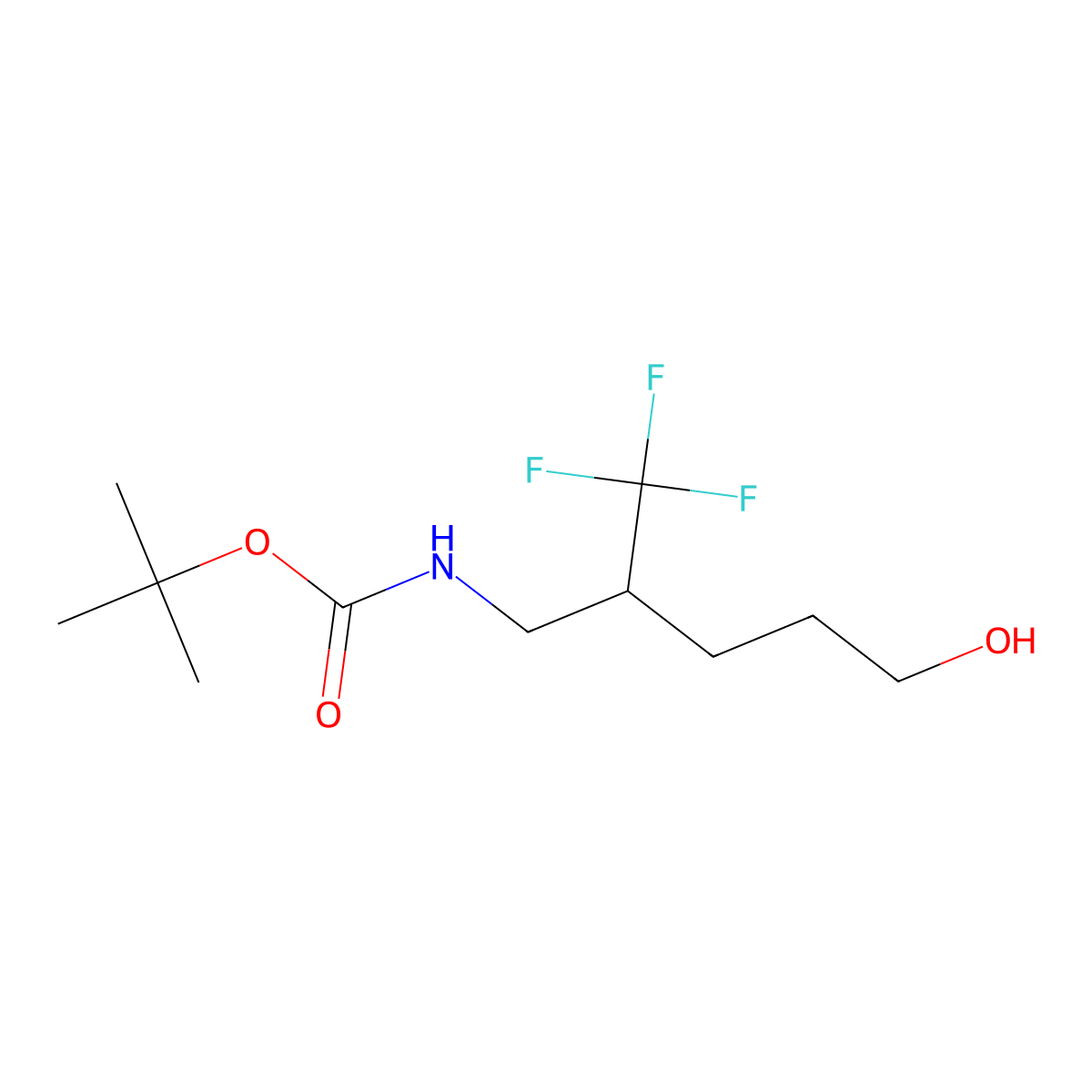 tert-butyl N-[5-hydroxy-2-(trifluoromethyl)pentyl]carbamate molecular structure, CAS 3037704-81-4