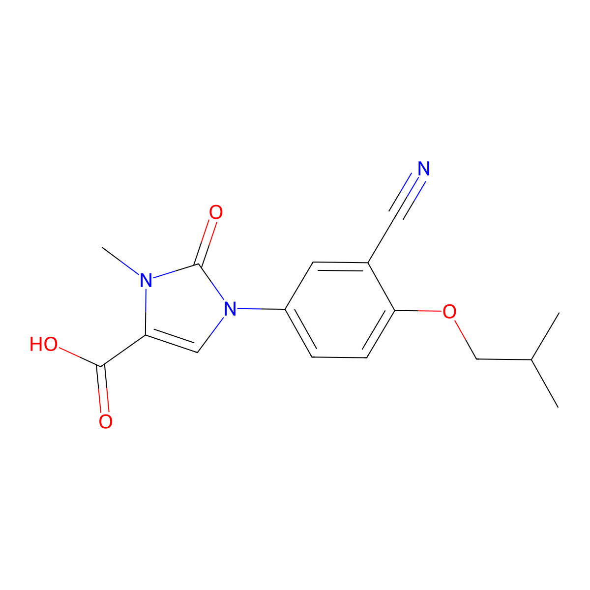 1-(3-cyano-4-isobutoxyphenyl)-3-methyl-2-oxo-2,3-dihydro-1H-imidazole-4-carboxylic acid molecular structure, CAS 3037704-85-8