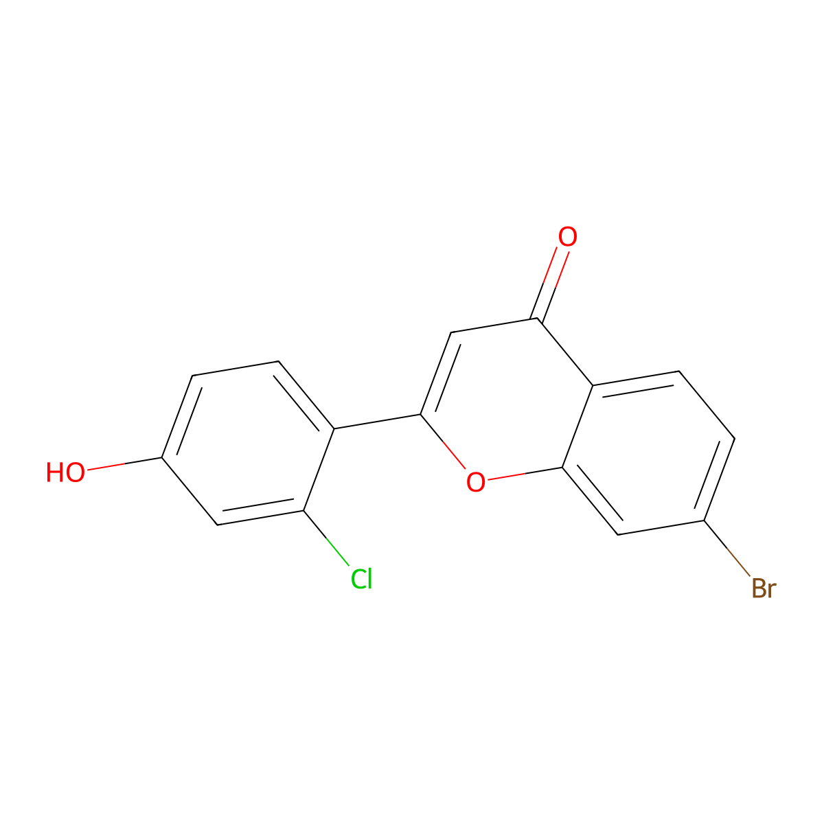 7-bromo-2-(2-chloro-4-hydroxyphenyl)-4H-chromen-4-one molecular structure, CAS 3037704-96-1