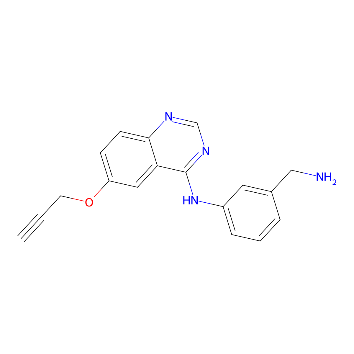 N-(3-(aminomethyl)phenyl)-6-(prop-2-yn-1-yloxy)quinazolin-4-amine molecular structure, CAS 3037705-01-1