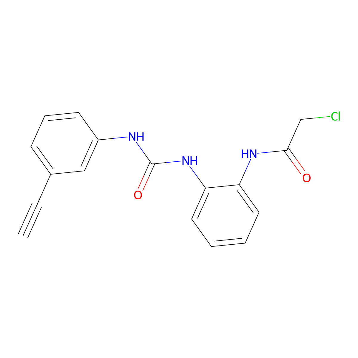 2-chloro-N-(2-(3-(3-ethynylphenyl)ureido)phenyl)acetamide molecular structure, CAS 3037705-18-0
