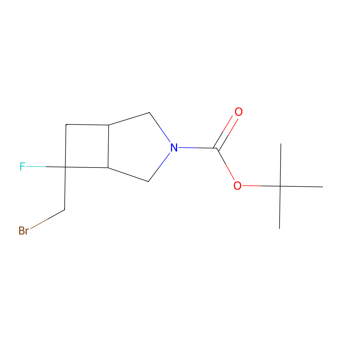 Tert-butyl 6-(bromomethyl)-6-fluoro-3-azabicyclo[3.2.0]heptane-3-carboxylate molecular structure, CAS 3037705-29-3
