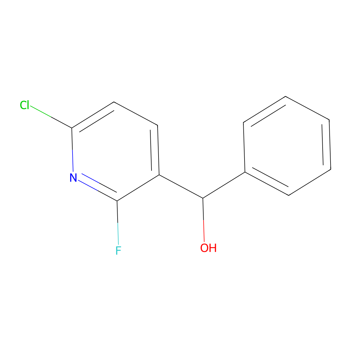 (6-Chloro-2-fluoropyridin-3-yl)(phenyl)methanol molecular structure, CAS 3037705-37-3