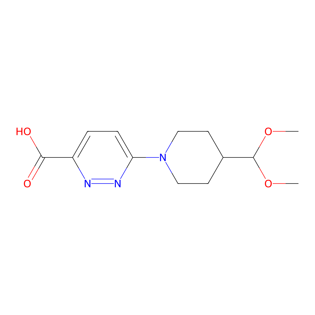6-(4-(Dimethoxymethyl)piperidin-1-yl)pyridazine-3-carboxylic acid molecular structure, CAS 3037705-45-3