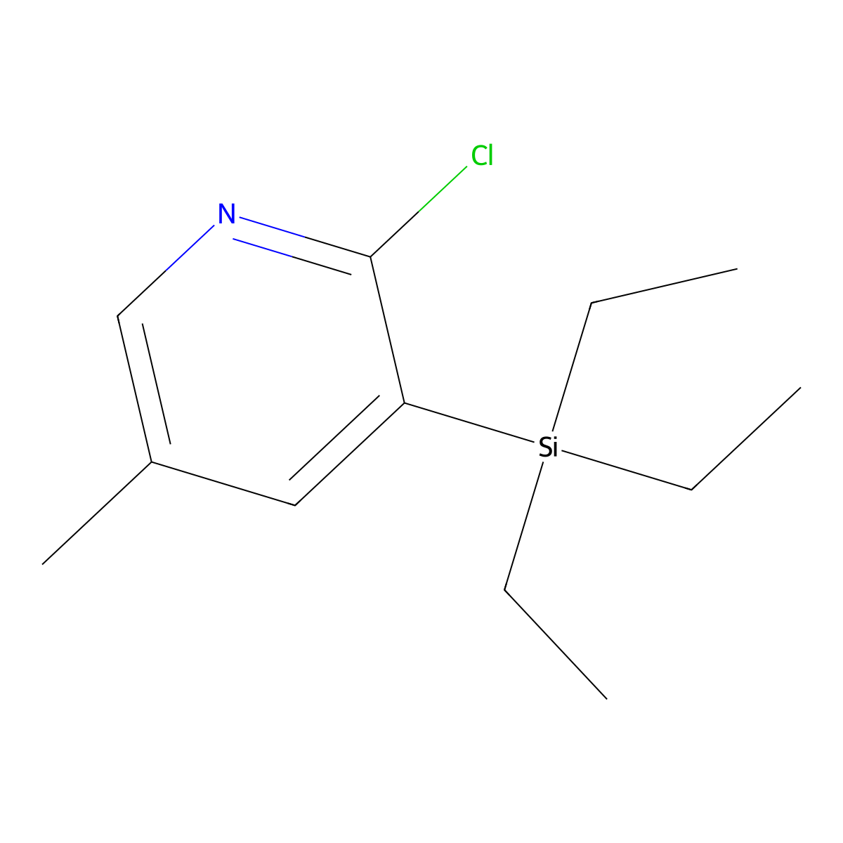 2-Chloro-5-methyl-3-(triethylsilyl)pyridine molecular structure, CAS 3037705-61-3