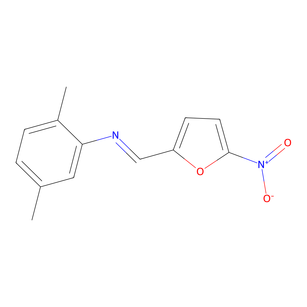 2,5-dimethyl-N-[(E)-(5-nitrofuran-2-yl)methylidene]aniline molecular structure, CAS 303771-39-3
