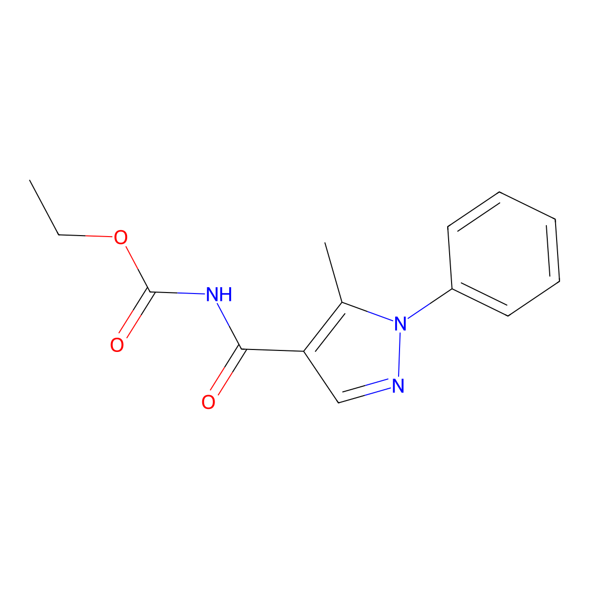 ethyl N-[(5-methyl-1-phenyl-1H-pyrazol-4-yl)carbonyl]carbamate molecular structure, CAS 303773-31-1
