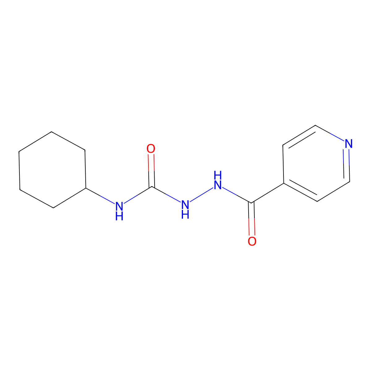 1-Cyclohexyl-3-(pyridine-4-carbonylamino)urea molecular structure, CAS 303773-32-2